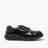 KIERA Girls Leather School Shoes Patent Black