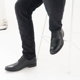 Hush Puppies OLLIE Mens Leather Toe Cap Shoes Black