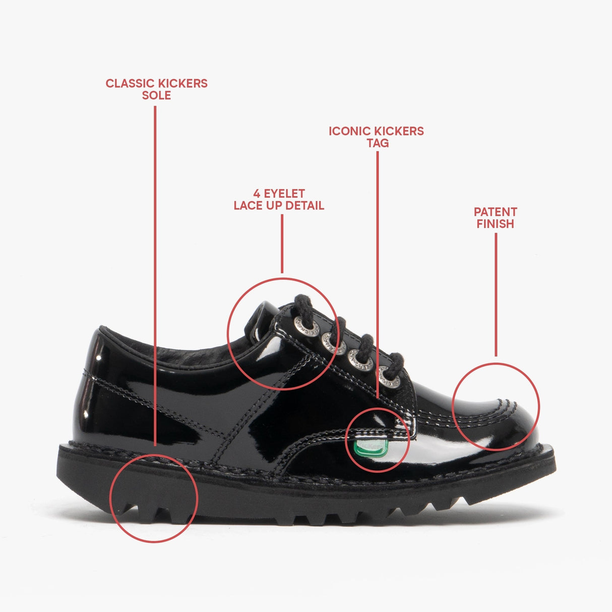 Kickers KICK LO Kids Patent Leather Shoes Black