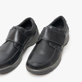 Hush Puppies CASPER Mens Leather Touch Fasten Shoes Black