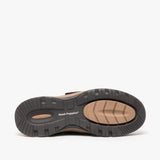 Hush Puppies CASPER Mens Leather Touch Fasten Shoes Brown