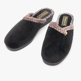 Sleepers JACKIE Womens Velour Mule Slippers Black