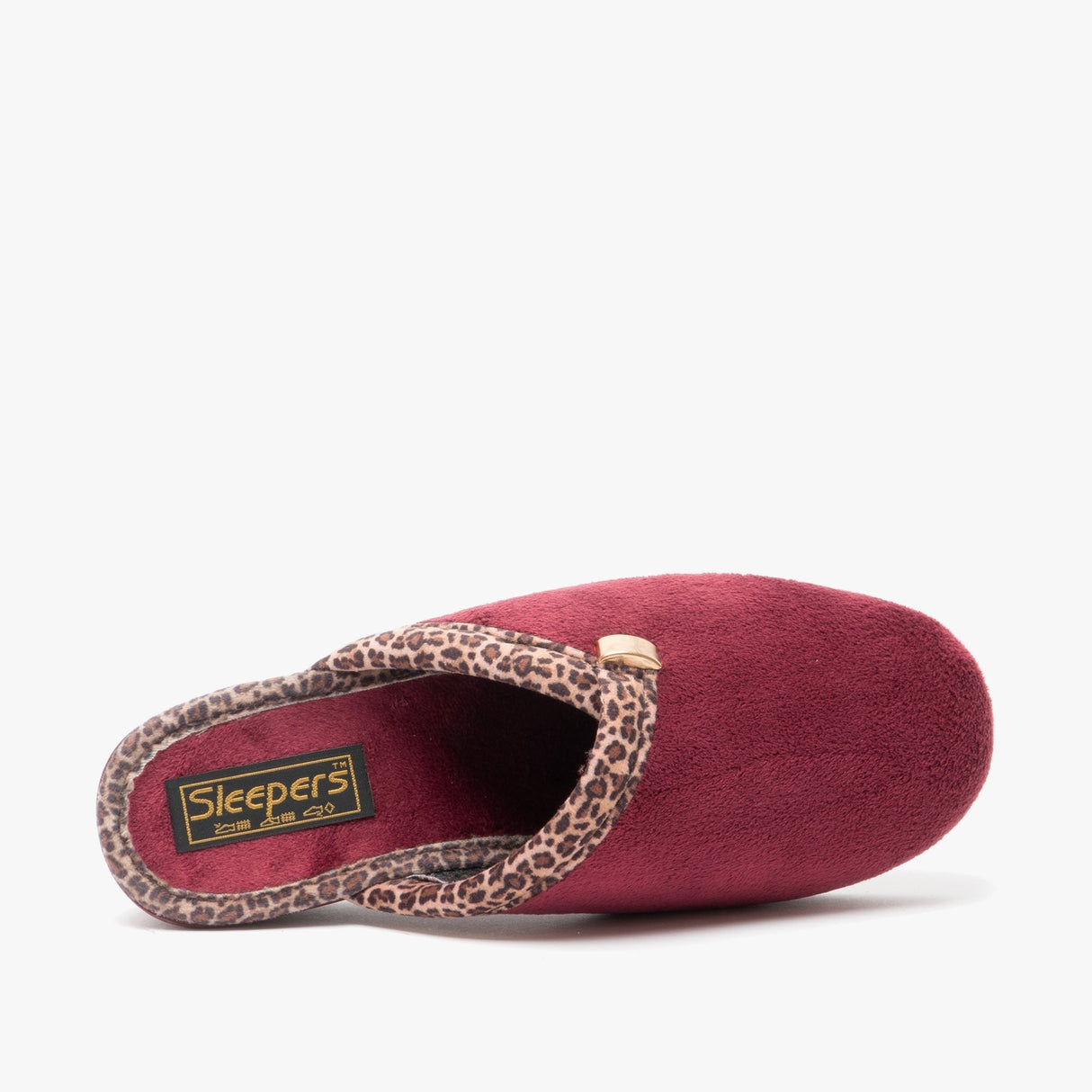 Sleepers JACKIE Womens Velour Mule Slippers Burgundy