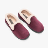Jo & Joe CASHMERE Womens Velour Full Slippers Burgundy
