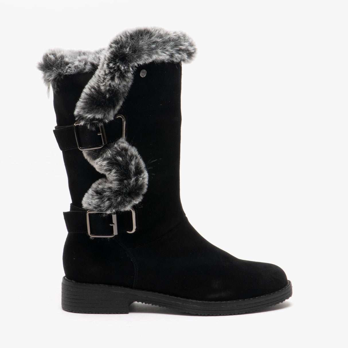 Hush Puppies MEGAN Womens Suede Mid Height Boots Black