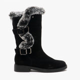 Hush Puppies MEGAN Womens Suede Mid Height Boots Black