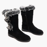 Hush Puppies MEGAN Womens Suede Mid Height Boots Black