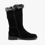 Hush Puppies MEGAN Womens Suede Mid Height Boots Black