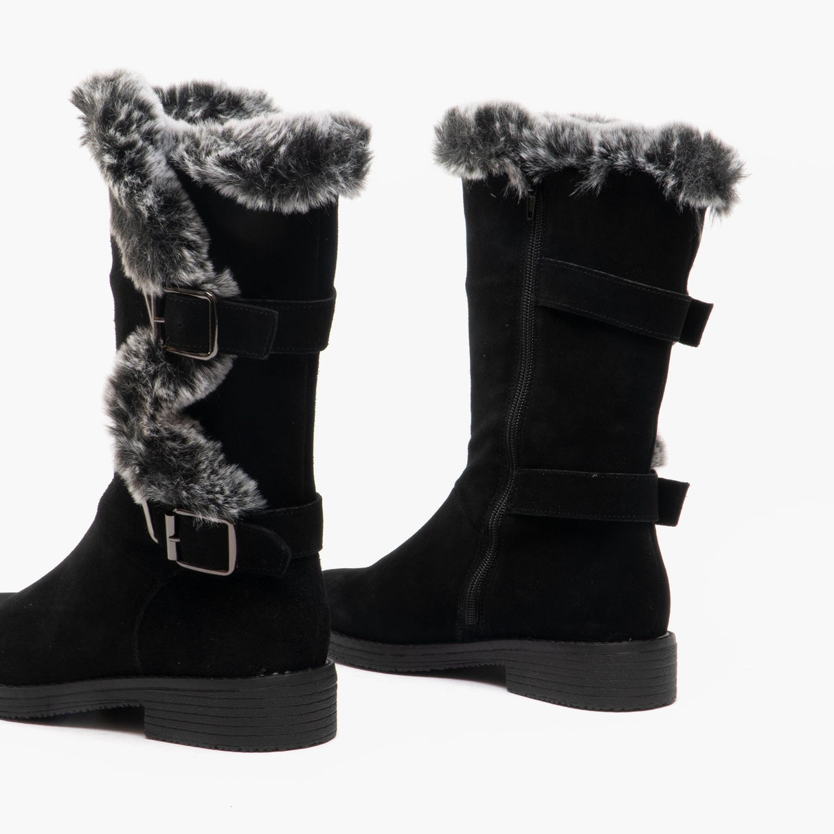 Hush Puppies MEGAN Womens Suede Mid Height Boots Black