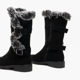 Hush Puppies MEGAN Womens Suede Mid Height Boots Black