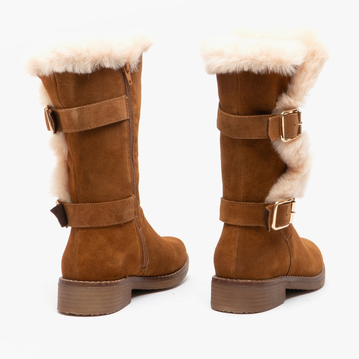 Hush Puppies MEGAN Womens Suede Mid Height Boots Tan