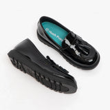 KAREN JNR Girls Leather Slip On Shoes Patent Black