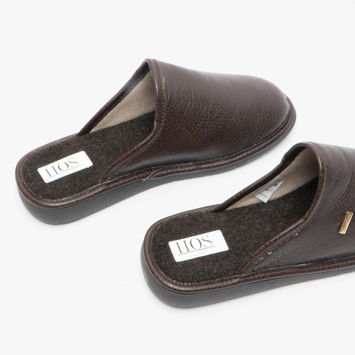 HOS Comfort ARCHIE Mens PU Mule Slippers Brown