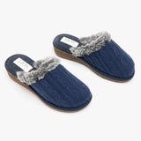 HOS Comfort MEGAN Womens Wool Mule Slippers Blue