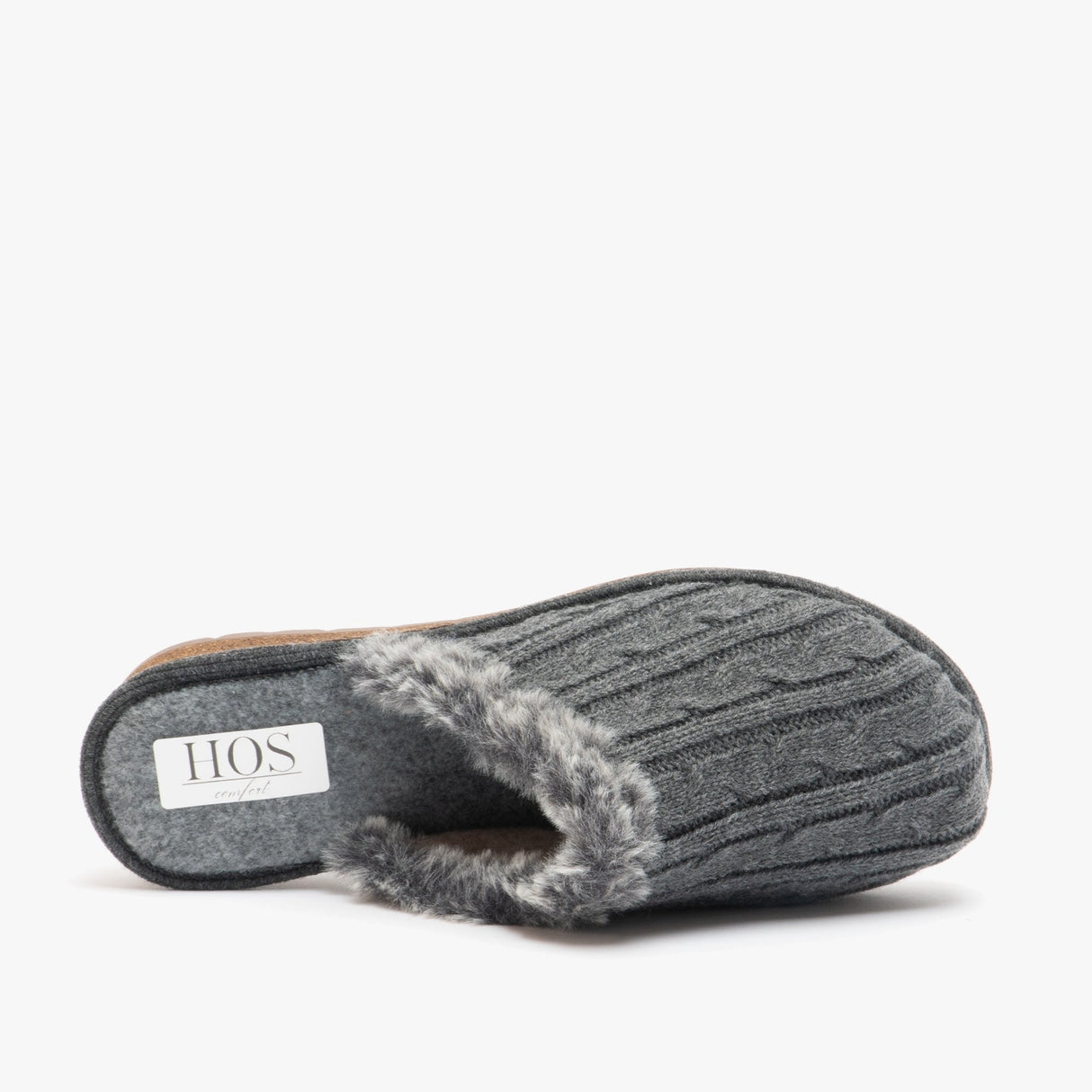 HOS Comfort MEGAN Womens Wool Mule Slippers Grey