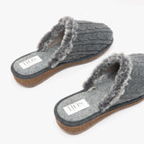 HOS Comfort MEGAN Womens Wool Mule Slippers Grey