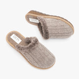 HOS Comfort MEGAN Womens Wool Mule Slippers Beige