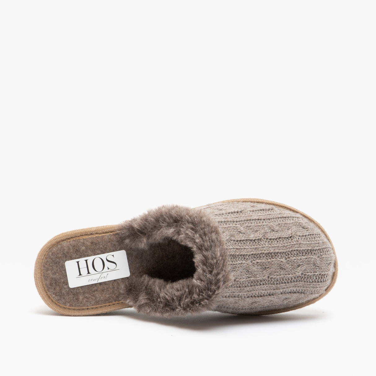 HOS Comfort MEGAN Womens Wool Mule Slippers Beige