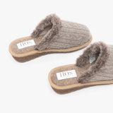 HOS Comfort MEGAN Womens Wool Mule Slippers Beige