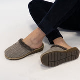HOS Comfort MEGAN Womens Wool Mule Slippers Beige