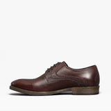 Hush Puppies DERBY Mens Leather Plain Toe Shoes Brown