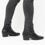 Club Cubano SALVATORE Mens Leather Cuban Heel Boots Black