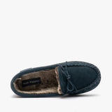 Hush Puppies ACE Mens Suede Moccasin Slippers Navy