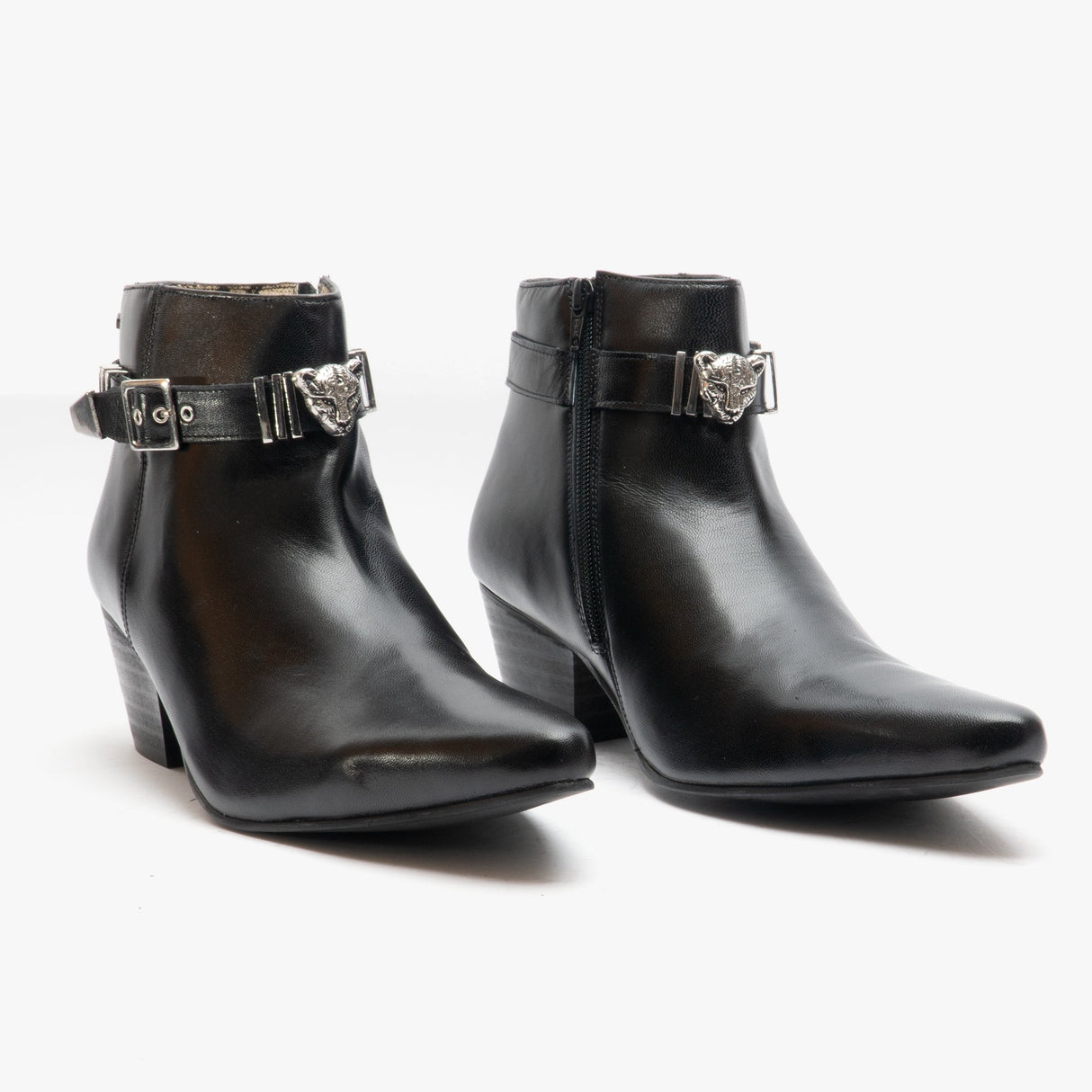 Club Cubano PAVEL Mens Leather Winklepicker Cuban Heel Boots Black