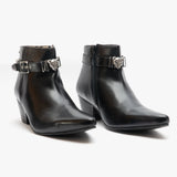 Club Cubano PAVEL Mens Leather Winklepicker Cuban Heel Boots Black