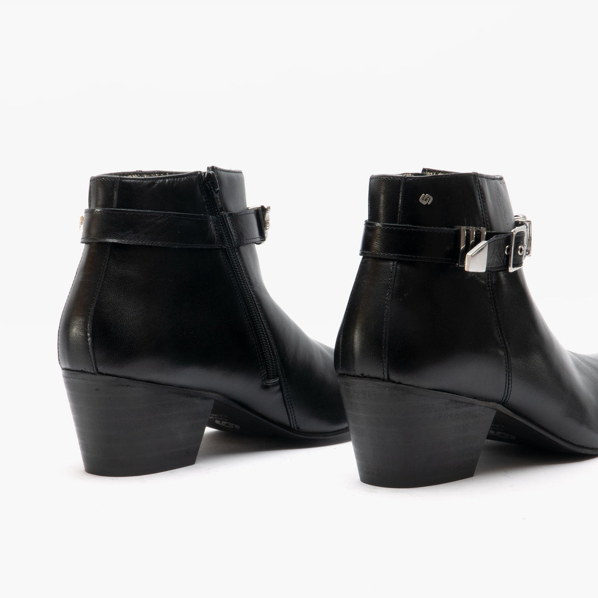 Club Cubano PAVEL Mens Leather Winklepicker Cuban Heel Boots Black