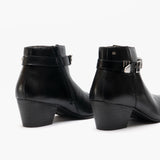 Club Cubano PAVEL Mens Leather Winklepicker Cuban Heel Boots Black