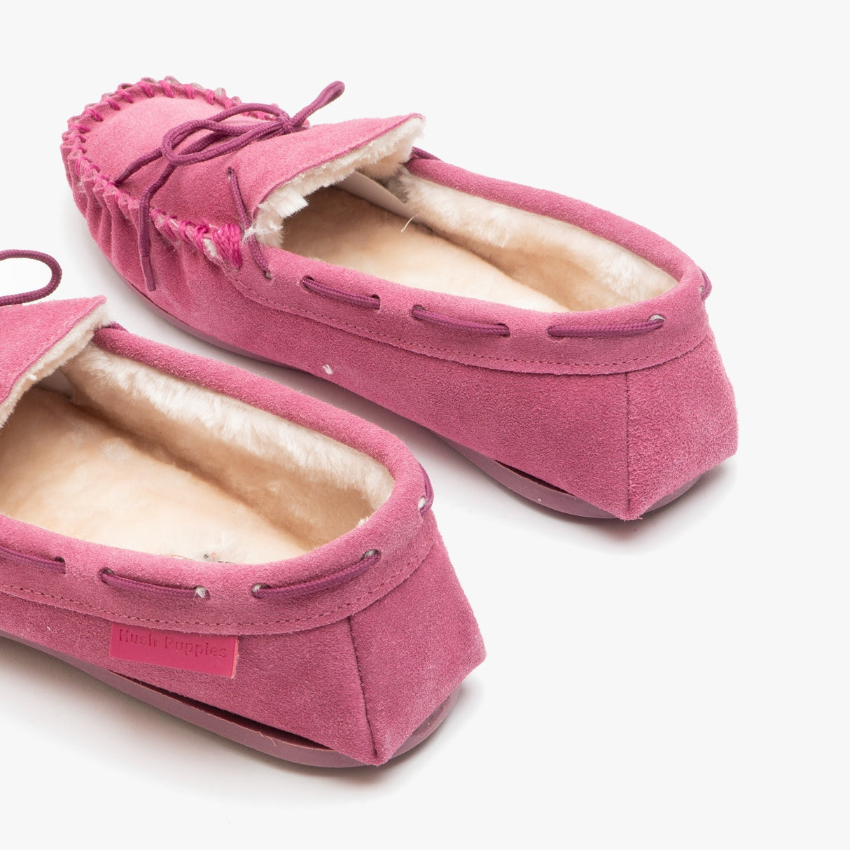 Hush Puppies ALLIE Womens Suede Moccasin Slippers Rose