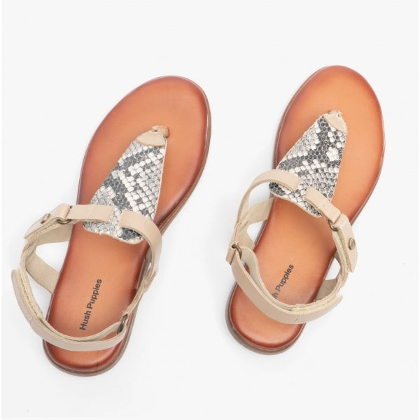 Hush Puppies NORAH Womens Leather Toe Post Sandals Python/Nude