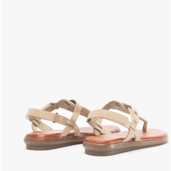 Hush Puppies NORAH Womens Leather Toe Post Sandals Python/Nude