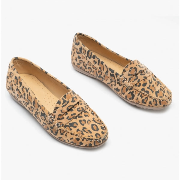 Hush Puppies MARGOT Womens Suede Loafers Leopard