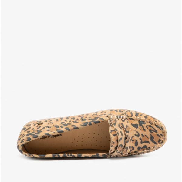 Hush Puppies MARGOT Womens Suede Loafers Leopard