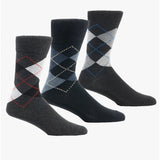 Shuperb ARGYLE 3 Pack Diabetic Mens Socks Navy/Grey: One Size