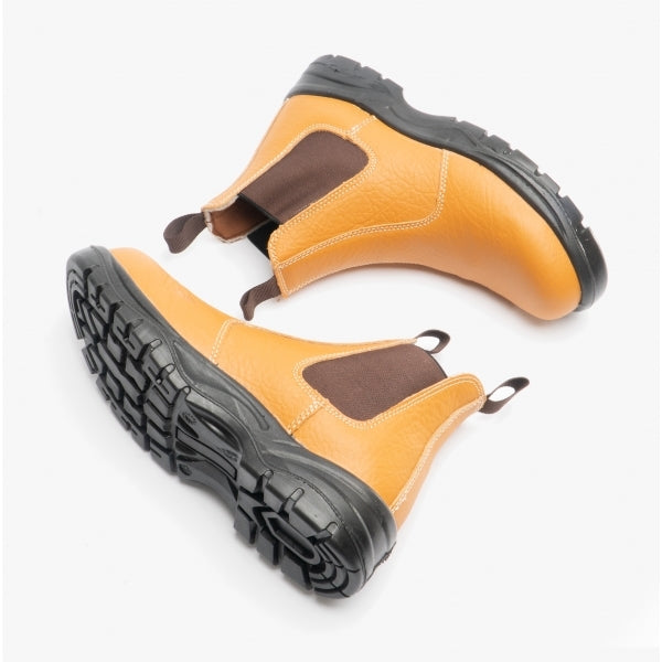 Grafters M955B Mens Leather Chelsea Safety Boots Tan