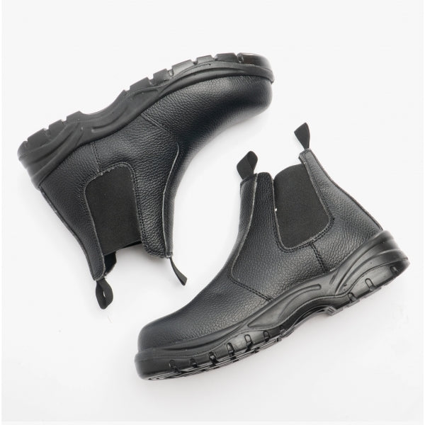 Grafters M955A Mens Leather Chelsea Safety Boots Black