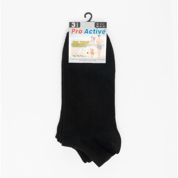 Shuperb 3 Pack Womens Trainer Socks Black: One Size