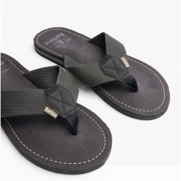 Barbour TOEMAN Mens Flip Flops Black