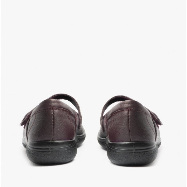 DB Shoes BUXTON Womens Leather Extra Wide (2E) Mary Jane Shoes Wineberry