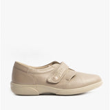 DB Shoes HEALEY Womens Leather Extra Wide (2E) Touch Fasten Shoes Champagne