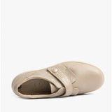 DB Shoes HEALEY Womens Leather Extra Wide (2E) Touch Fasten Shoes Champagne