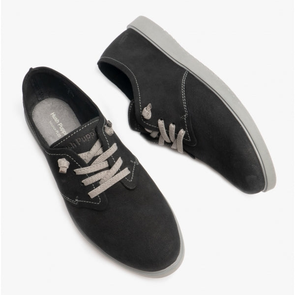 Hush Puppies EVERYDAY Womens Leather Casual Lace-up Shoes Black