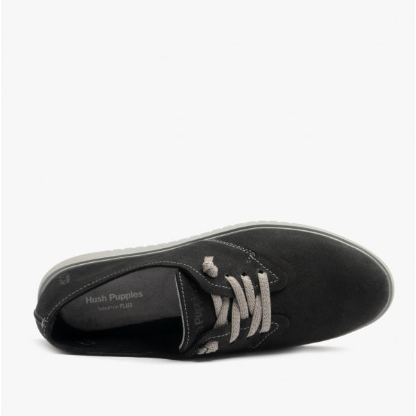 Hush Puppies EVERYDAY Womens Leather Casual Lace-up Shoes Black