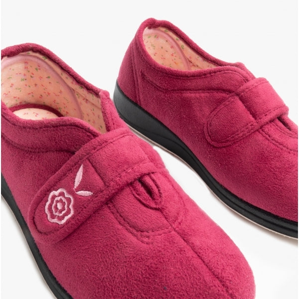 Padders CAMILLA Womens (2E Fit) Touch Fasten Slippers Cerise