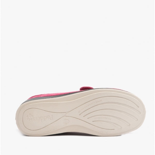 Padders CAMILLA Womens (2E Fit) Touch Fasten Slippers Cerise