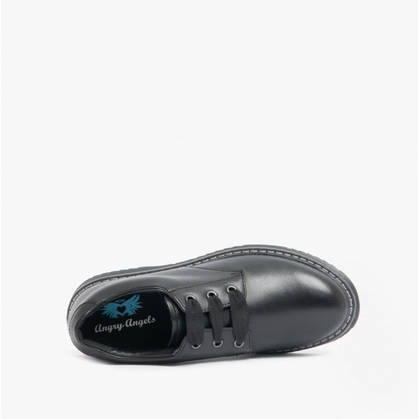 Start-Rite IMPACT Girls Leather Lace Up School Shoes Black