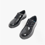 Start-Rite IMPACT Girls Leather Lace Up School Shoes Patent Black